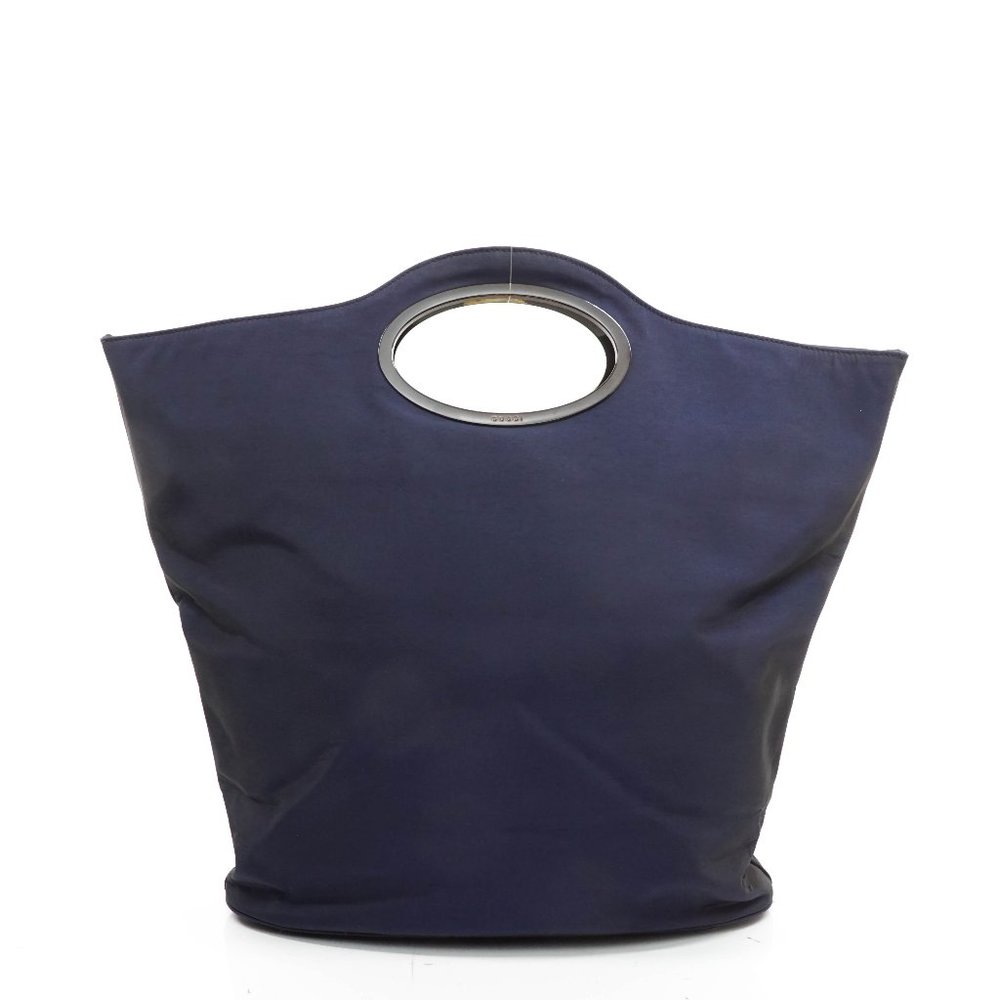 Auth Gucci Hand Bag Navy Blue Nylon #8276G52